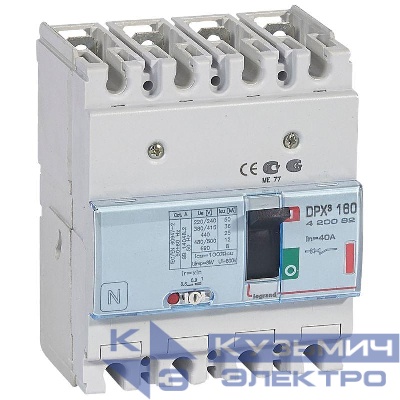 Выключатель автоматический 4п 40А 36кА DPX3 160 термомагнитн. расцеп. Leg 420092