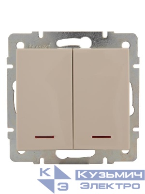 Выключатель 2-кл. СП Rain IP20 с подсветкой механизм крем. LEZARD 703-0388-112