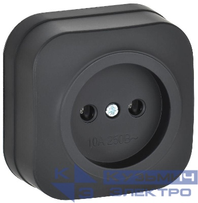 Розетка ОП GLORY РС20-2-ХЧм 10А без заземл. без защ. шторок черн. матов. IEK ERH10-K02M-10