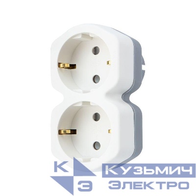Разветвитель 2-м с заземл. 16А IP20 защ. шторки бел. Rexant 11-1087
