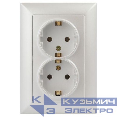 Розетка 2-м СП Solo 4-205-06 16А 250В IP20 2х2P+E Schuko с заземл. перламутр Intro Б0053678