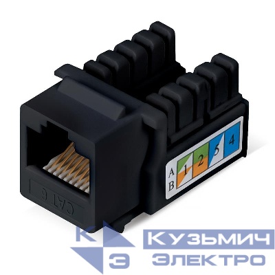 Вставка Keystone Jack RJ45 кат.6 заделка тип 110 черн. Cabeus 9483c