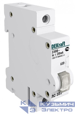 Лампа сигнальная ЛС-101 на DIN-рейку 1p бел. LED DEKraft 18010DEK