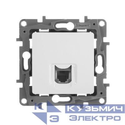 Розетка телефонная 1-м СП Etika RJ11 механизм бел. Leg 672240