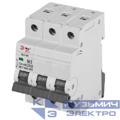 Выключатель автоматический 3п C 10А 4.5кА ВА47-63 PRO ЭРА Б0059435