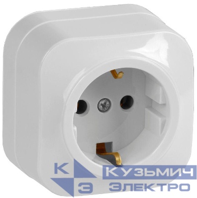 Розетка 1-м ОП GLORY РС20-3-ХБ 16А с заземл. бел. IEK ERH11-K01-16