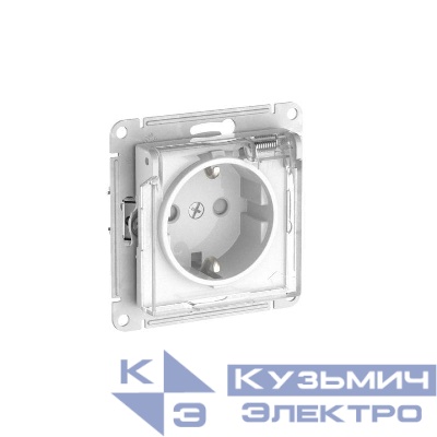 Розетка AtlasDesign Aqua 16А IP44 с заземл. защ. шторки с прозр. крышкой быстрозажим. клем. механизм бел. SE ATN440146S