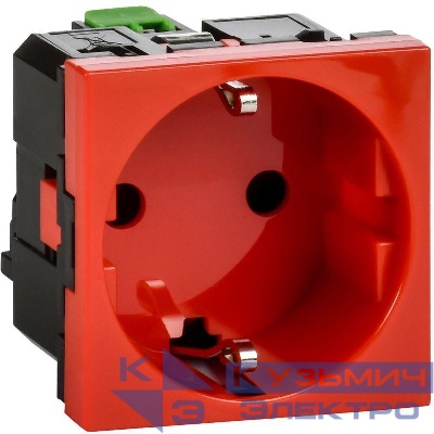Розетка 2мод. 16А 250В 90град. с заземл. без защ. шторок безвинт. зажимы красн. ИЭК Leg 4525054