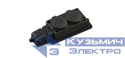 Колодка удлинителя 2-м MultiSet 16А 250В IP44 с заземл. каучук черн. SE MST4102BK
