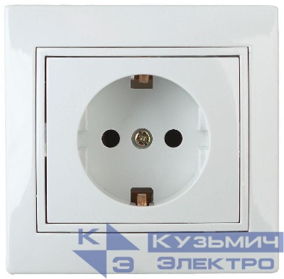 Розетка 1-м СП Plano 1-206-01 16А IP20 250В 2P+E Schuko защ. шторки бел. Intro Б0053923