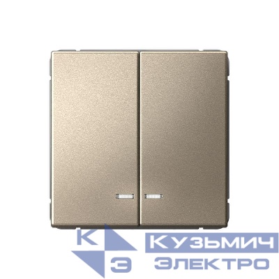 Выключатель 2-кл. ArtGallery (сх. 5а) 10AX с подсветкой механизм шампань SE GAL000553