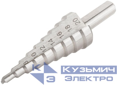 Сверло ступенчатое HSS (Р6М5) по металлу 9 ступеней 4-20мм FIT 36395