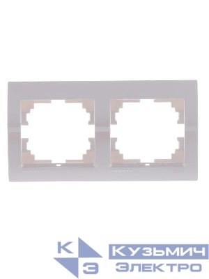 Рамка 2-м Deriy горизонт. жемчуж./бел. метал. LEZARD 702-3000-147