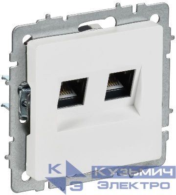 Розетка компьютерная 2-м СП BRITE РК11-2-БрАБ RJ45 кат.6 механизм арктич. бел. IEK BR-K20-2-K91