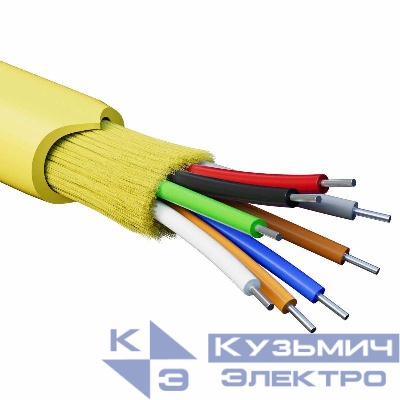 Кабель волоконно-оптический распределительный арамидные упрочняющиенити для внутренней прокладки нг(А)-HF 8 ОВ категория OS2(G.652.D)плотный буфер 0.4кН барабан 2000м DKC RNDT9C8YL01