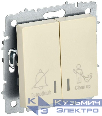 Выключатель 2-кл. BRITE 10А ВС10-2-9-БрКр для отелей с индик. механизм беж. IEK BR-V20-2-10-K10