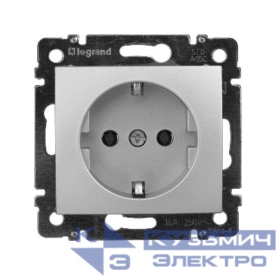 Розетка 1-м СП Valena 16А IP20 с заземл. на винтах механизм алюм. Leg 770120