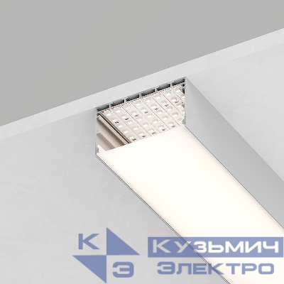 Профиль накладной CAB258 "Линии света" 75х35 L2000 в комплекте 2 заглушки 4 крепежа алюм. серебр. FERON 10375