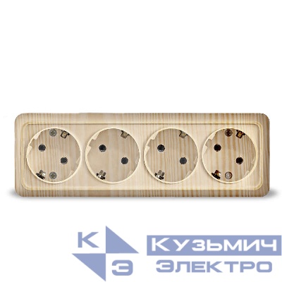 Розетка 4-м ОП Олимп с заземл. сосна UNIVersal 1175