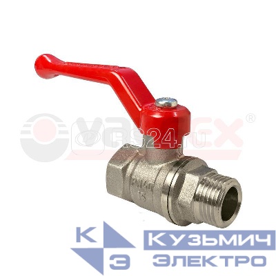 Кран шаровой ручка-рычаг (внутр./наружн.) 1/2дюйм латунь с никелир. покрытием (80/20) VALFEX VF.215.NR1.012