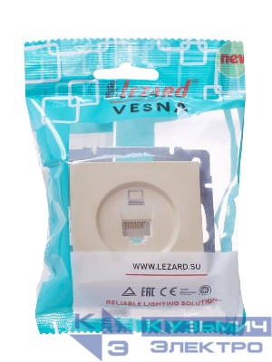 Розетка компьютерная 1-м СП Vesna механизм крем. LEZARD 742-0388-139