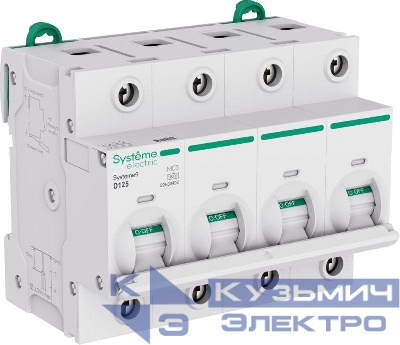 Выключатель автоматический 4п D 125А 10кА Systeme9 400В 27мм SE S9H33492