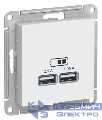 Розетка USB AtlasDesign тип A+A 5В/2.1А 2х5В/1.05А механизм лотос SE ATN001333