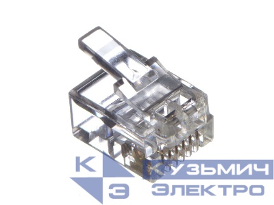 Коннектор RJ12 (6p6c), (нож с 2-мя зубцами), 100шт., NETKO Optima