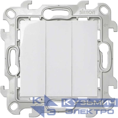 Выключатель 3-кл. 1п 2мод. СП Simon 24 10А IP20 механизм бел. Simon 2450391-030