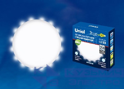 Лампа светодиодная LED-GX53-7W/4000K+4000K/GX53/FR PLB02WH 7Вт матовая 4000К нейтр. бел. GX53 торц. подсветка (упак. картон) Uniel UL-00006495