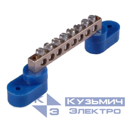 Шина "N" на 7 присоединений 63А на 2 изоляторах стойка HEGEL Шина _N_ 63.07.2