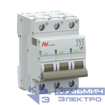 Выключатель автоматический модульный 3п C 2А 6кА AV-6 AVERES EKF mcb6-DC-3-02C-av