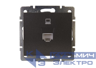 Розетка компьютерная Rain RJ45 механизм матов. черн. графит LEZARD 703-4188-139