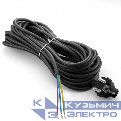 Шнур сетевой с вилкой 5м с заземл. 10А ПВС 3х1 черн. DOMTOK 2782