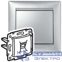 Розетка компьютерная 1-м СП Valena RJ45 ISDN/интернет 8 контакт. механизм алюм. Leg 770141