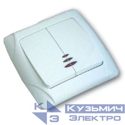 Выключатель 2-кл. СП Маргарита 10А IP20 с подсветкой бел. UNIVersal М0123