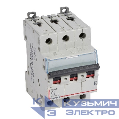 Выключатель автоматический модульный 3п C 6А 6кА DX3-E 6000 3мод. 230/400В Leg 407288
