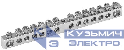 Шина PEN "земля-ноль" 6х9мм 14/1 Ni (14групп/крепеж по центру) IEK YNN10-14-100-N