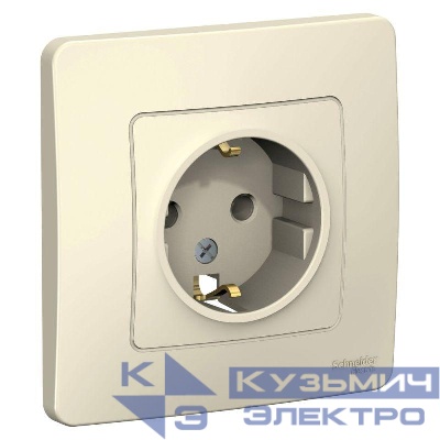 Розетка 1-м СП Blanca 16А IP20 250В с заземл. без защ. шторок молоч. SE BLNRS001012