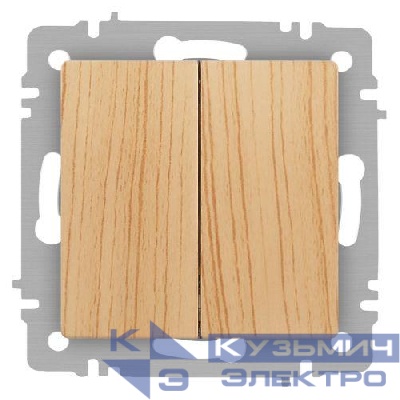 Переключатель 2-кл. СП Accent 6-107-11 10А IP20 250В AL/CU сосна Intro Б0063576