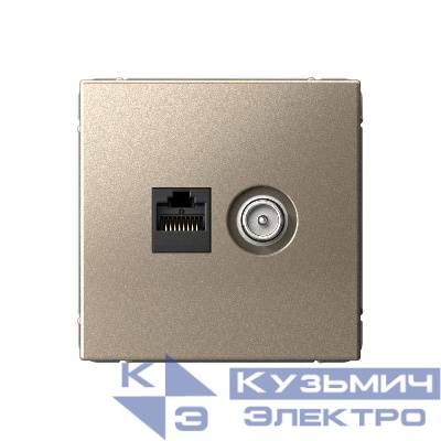 Розетка компьютерная + телевизионная 2-м СП ArtGallery RJ45 кат.5E + TV механизм шампань SE GAL000589