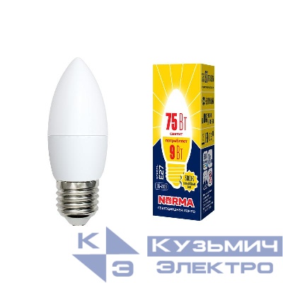 Лампа светодиодная LED-C37-9W/WW/E27/FR/NR Norma 9Вт матовая E27 (упак. картон) Volpe UL-00003807