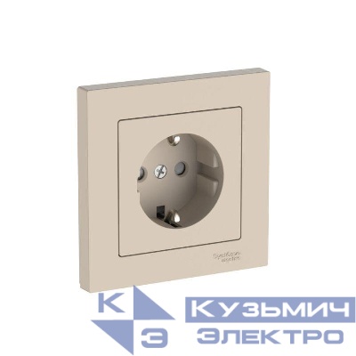 Розетка AtlasDesign 16А с заземл. защ. шторки быстрозажим. клем. в сборе песочн. SE ATN001244S