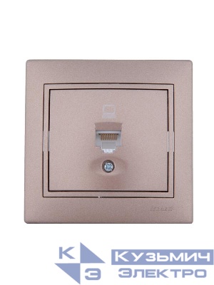 Розетка компьютерная 1-м СП Mira RJ45 16А IP20 со вставкой свет. корич. перламутр. LEZARD 701-3131-139