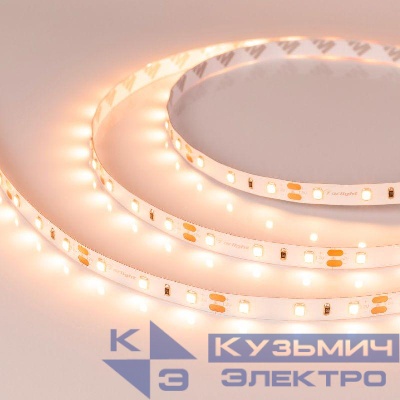 Лента светодиодная RT-A60-8mm 12V Warm 2400К 4.8Вт/м IP20 2835 (уп.5м) Arlight 018088(2)