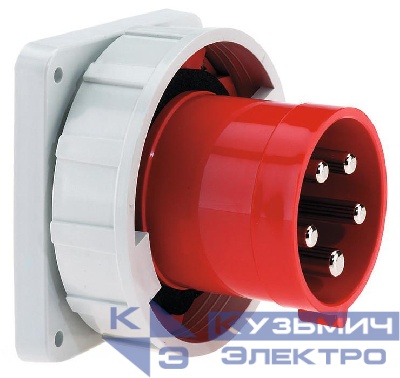 Вилка встраиваемая 63А 5п 3P+N+PE 6ч 400В IP67 фланец 110х106 Bals 2838