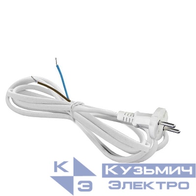 Шнур сетевой с вилкой 2м без заземл. 10А ПВС 2х1 бел. DOMTOK 2771