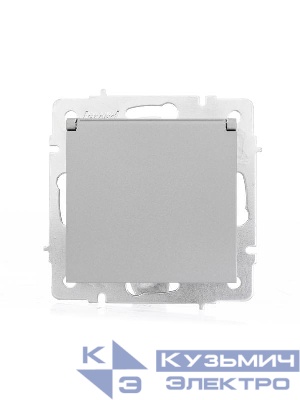 Розетка 1-м СП Vesna с заземл. с крышкой ПБТ механизм платина LEZARD 742-3588-123B