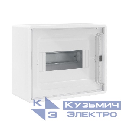 Щиток настенный Фрейм (FRAME) ЩРн-п-8 8мод. с прозр. дверцей с 2 шинами PEN на 6 и 8 отверст. бел. DKC F08W1WT