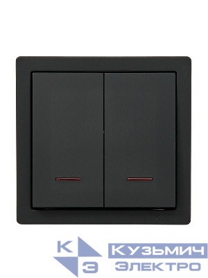 Выключатель 2-кл. ОП LETO с индикацией черн. бархат LEZARD 752-4200-112